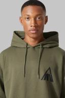 Mens Khaki Active Oversized Logo Hoodie