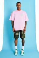 Mens Khaki Elastic Relaxed Camo Toggle Hem Cargo Short