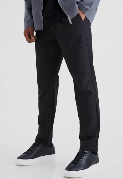 Mens Khaki Elasticated Skinny Crop 4 Way Stretch Smart Trousers