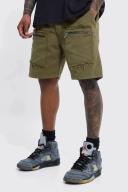 Mens Khaki Fixed Relaxed Statement Cargo Pocket Short