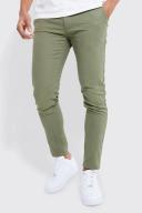 Mens Khaki Fixed Waist Skinny Chino Trouser