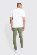 Mens Khaki Fixed Waist Skinny Chino Trouser