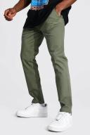 Mens Khaki Fixed Waist Skinny Fit Chino Trouser