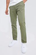 Mens Khaki Fixed Waist Slim Chino Trouser