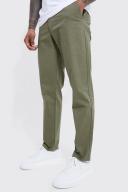 Mens Khaki Fixed Waist Slim Fit Textured Chino