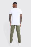 Mens Khaki Fixed Waist Slim Fit Textured Chino