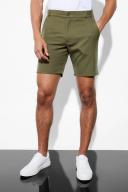 Mens Khaki Fixed Waist Slim Formal Short