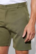 Mens Khaki Fixed Waist Slim Formal Short