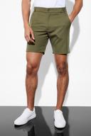Mens Khaki Fixed Waist Slim Formal Short
