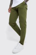Mens Khaki Fixed Waist Stretch Slim Waist Chino