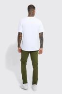 Mens Khaki Fixed Waist Stretch Slim Waist Chino