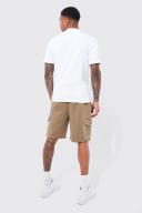 Mens Khaki Loose Multi Cargo Jersey Short