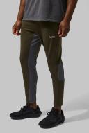 Mens Khaki Man Active Ultra Stretch Contrast Cropped Joggers