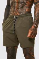 Mens Khaki Mid Length Plain Swim Shorts