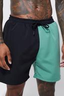 Mens Khaki Mid Length Spliced Waistband Man Swim Shorts