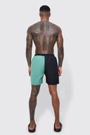 Mens Khaki Mid Length Spliced Waistband Man Swim Shorts