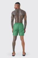 Mens Khaki Mid Length Woven Tab Swim Shorts