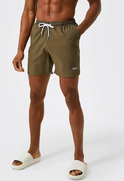 Mens Khaki Original Man Mid Length Swim Shorts