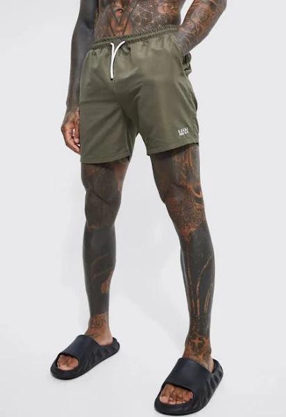Mens Khaki Original Man Mid Length Swim Shorts