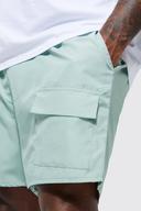 Mens Khaki Plus Mid Length Cargo Swim Shorts
