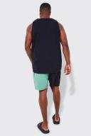 Mens Khaki Plus Mid Spliced Waistband Man Swim Shorts
