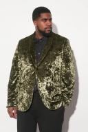Mens Khaki Plus Skinny Crushed Velvet Blazer