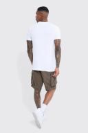 Mens Khaki Relaxed Elastic Waist Cargo Short