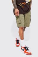 Mens Khaki Relaxed Fixed Waist Cargo Short