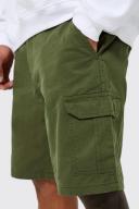 Mens Khaki Relaxed Fixed Waist Cargo Short