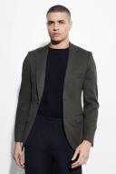 Mens Khaki Single Breasted Skinny Waffle Blazer