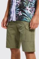 Mens Khaki Tall Elastic Waist Cargo Shorts