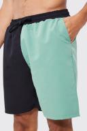 Mens Khaki Tall Mid Spliced Waistband Man Swim Shorts