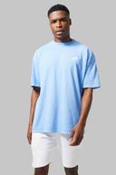 Mens Light Blue Active Oversized Overdye Logo Short Set