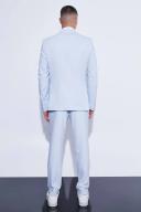 Mens Light Blue Double Breasted Slim Textured Suit Jacket