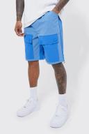Mens Light Blue Elastic Relaxed Lightweight Stretch Colour Block Cargo