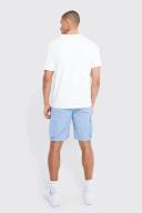 Mens Light Blue Elastic Waist Crinkle Shell Cargo Short