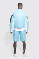 Mens Light Blue Fixed Waist Relaxed Cargo PU Short