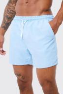 Mens Light Blue Man Signature Mid Length Swim Shorts