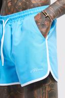 Mens Light Blue Man Signature Runner Swim Shorts