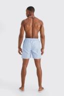Mens Light Blue Mid Length Woven Tab Swim Shorts