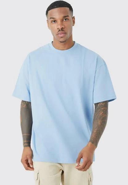 Mens Light Blue Oversized Basic T-Shirt