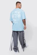 Mens Light Blue Oversized Official Floral Graphic T-Shirt