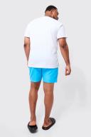 Mens Light Blue Plus Man Signature Mid Length Swim Shorts