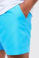 Mens Light Blue Plus Mid Length Plain Swim Shorts