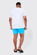 Mens Light Blue Plus Mid Length Plain Swim Shorts