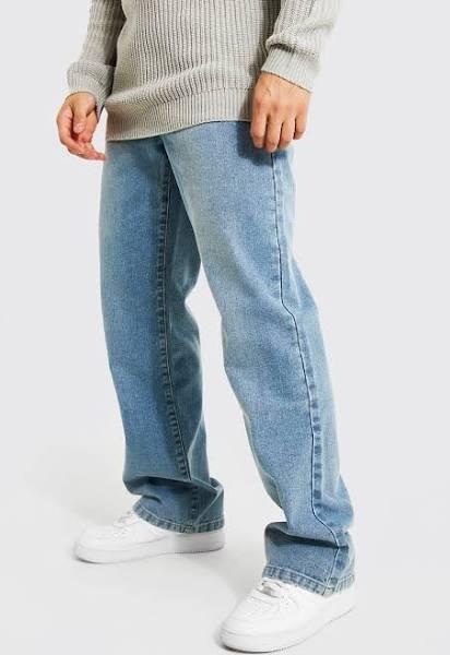 Mens Light Blue Relaxed Fit Rigid Flared Jeans