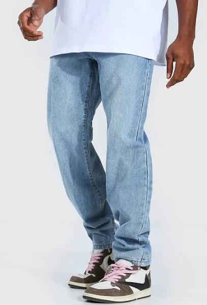 Mens Light Blue Relaxed Fit Rigid Jeans
