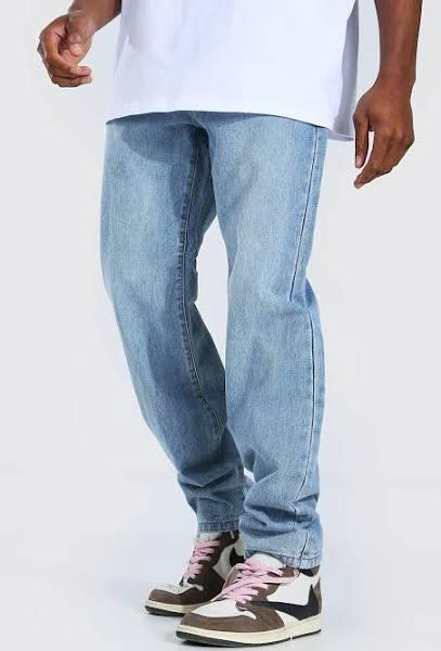 Mens Light Blue Relaxed Fit Rigid Jeans