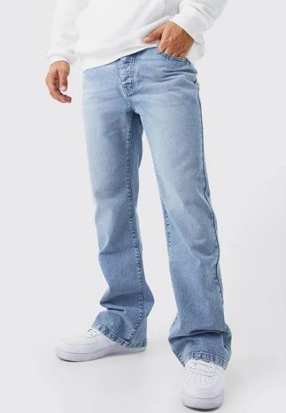 Mens Light Blue Relaxed Rigid Flare Jean