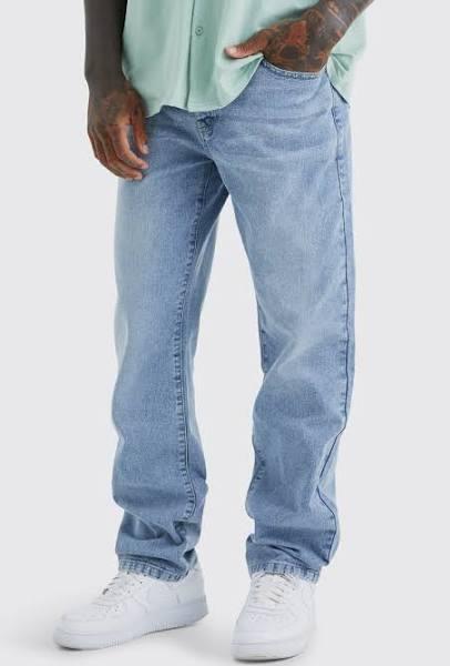 Mens Light Blue Relaxed Rigid Jean